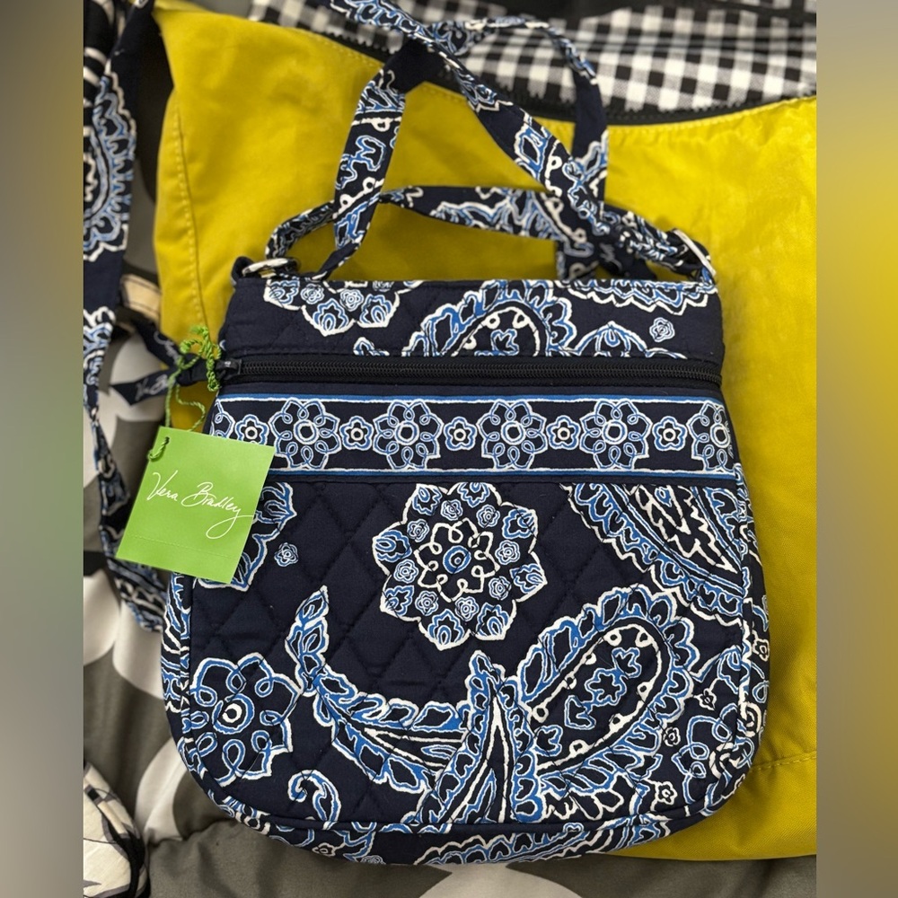 Vera Bradley Blue Bandana (Navy and White Paisley) Crossbody Bag